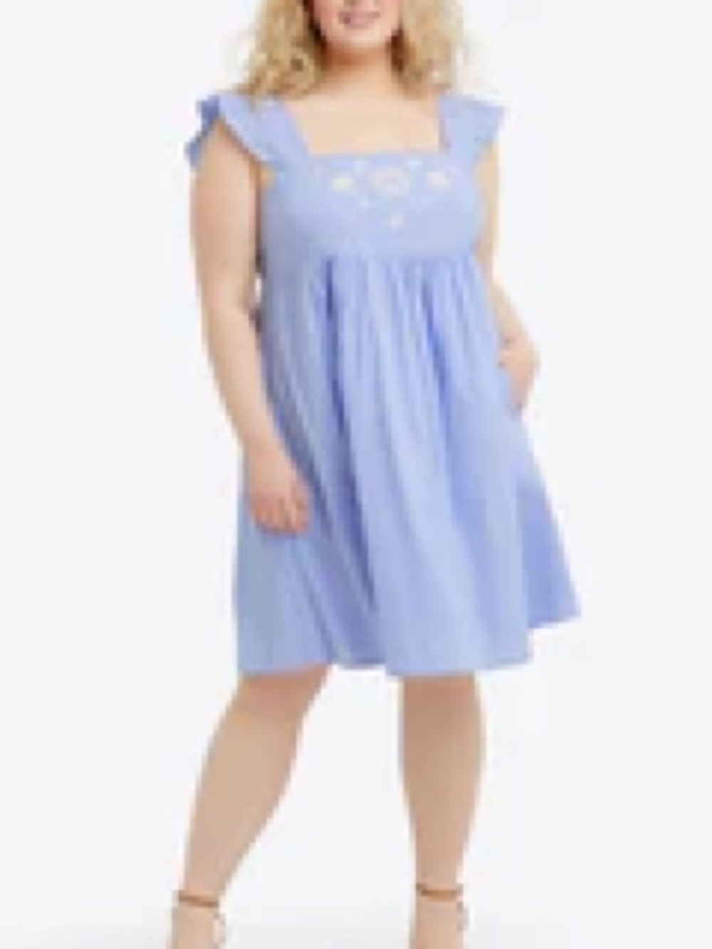 Draper James Maddie Embroidered Babydoll Dress in Blue Stripe
